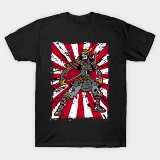 Skeleton Samurai Japanese Flag T-Shirt